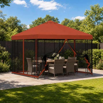 vidaXL Tuin gazebo met zijwanden 3 x 3 m Terracotta, Jardin & Terrasse, Tonnelles, Verzenden