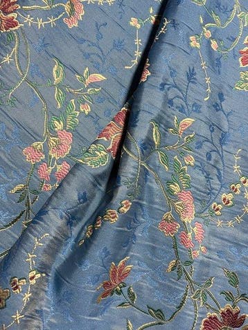 kostbare zijden stof San Leucio pastelblauw verrijkt met, Antiek en Kunst