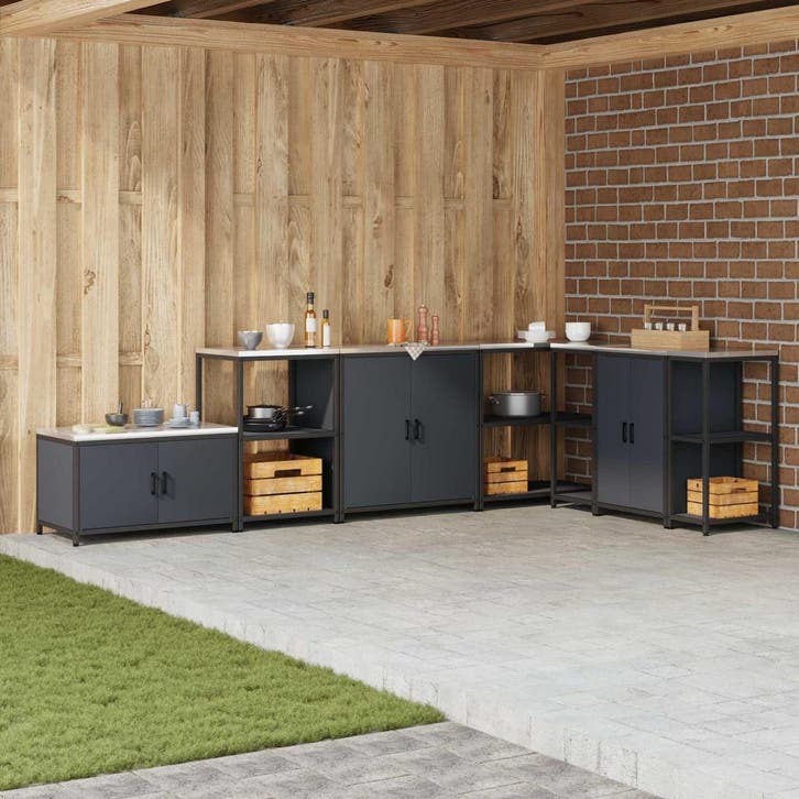 vidaXL Keukenopslag Kast HATTEM Antracietkleurig 90 x 50 x, Huis en Inrichting, Kasten | Overige, Nieuw, Verzenden