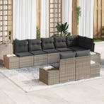 vidaXL Tuinbank Set met opslag 8 pcs Grijs Poly rattan, Verzenden