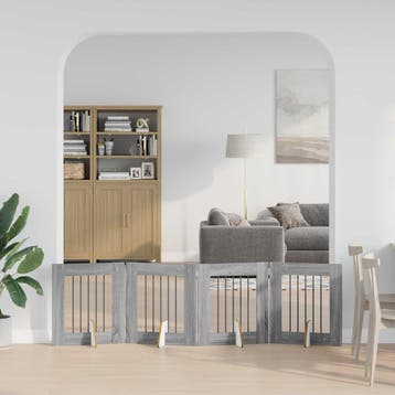 vidaXL Opvouwbaar hondenhekje met standaards 4 st Grijs, Animaux & Accessoires, Verzenden