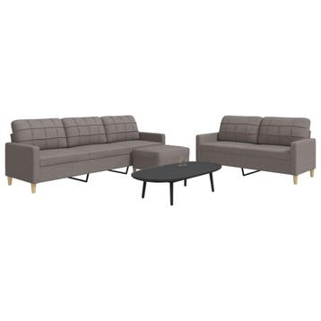 vidaXL 3-delige Loungeset met voetenbank / zetel stof taupe, Huis en Inrichting, Zetels | Zetels, Verzenden, Nieuw