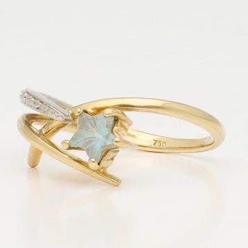 Bague - 18 carats Or jaune, Or blanc - Diamant - Topaze