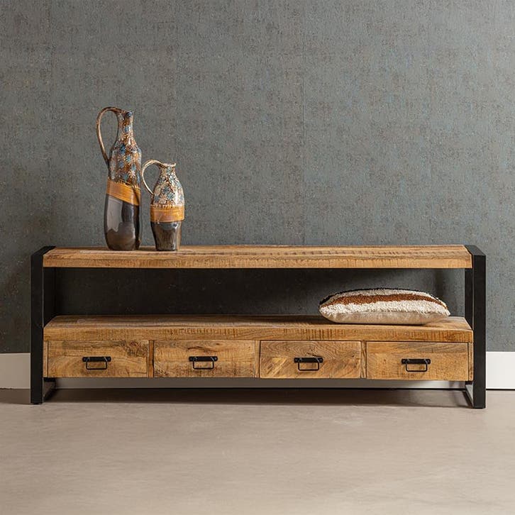 Tv-meubel Mangohout Britt 180 cm, Huis en Inrichting, Kasten |Televisiemeubels, Nieuw, Overige houtsoorten, Verzenden