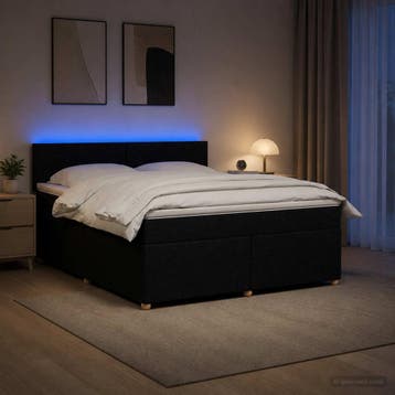 vidaXL Boxspringbed met matras met hoofdeinde Zwart 160 x, Verzenden