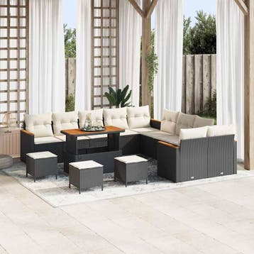 vidaXL Tuinbank Set 18 st 12-Aantal zitplaatsen Zwart en, Verzenden