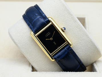 Cartier Tank Vermeil Year 1990s (Box), Handtassen en Accessoires, Overige merken, Leer, Polshorloge, Ophalen of Verzenden