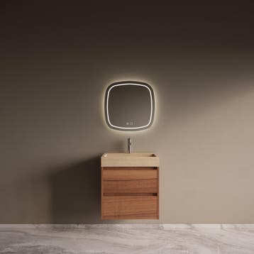 Badmeubelset Riga Travertin met Wastafel 60 cm Walnoot, Ophalen of Verzenden, Nieuw, Bad