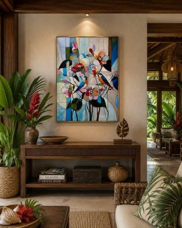 Kiri Aguilera (1982) - XL - Aves en el prisma floral, Antiek en Kunst, Kunst | Schilderijen | Modern