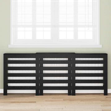 vidaXL Radiator Cover Zwart Eiken 205 x 21,5 x 83,5 cm, Verzenden