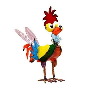 sculptuur, Colorful Metal Rooster Statue – Decorative