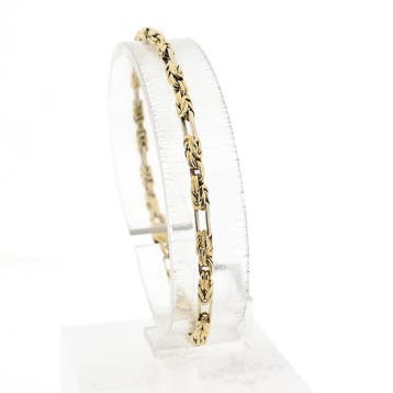 Bicolor gouden koningsschakel armband | 18 cm, Handtassen en Accessoires, Armbanden, Ophalen of Verzenden, Gebruikt, Goud, Goud