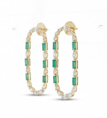 Statement oorbellen - 14 karaat Geel goud - 5.02ct. tw.