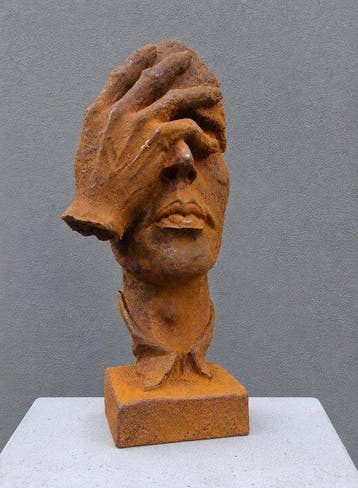Sculpture, metal artistic statue The hidden face - 29 cm