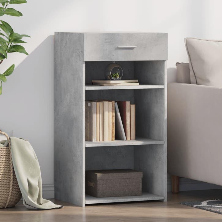 vidaXL Dressoir 50x42,5x93 cm bewerkt hout betongrijs, Huis en Inrichting, Kasten | Dressoirs, Nieuw, Verzenden