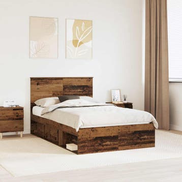 vidaXL Bedframe met hoofdeinde Oudhout 120 x 190 cm Massief, Verzenden, Nieuw