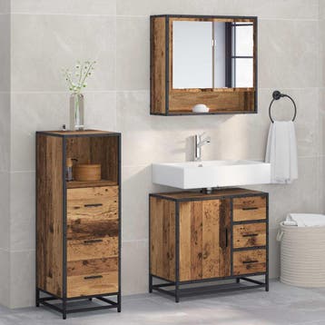 vidaXL Badkamermeubel Set 3 st Oud Hout 65 x 33 x 60 cm, Verzenden