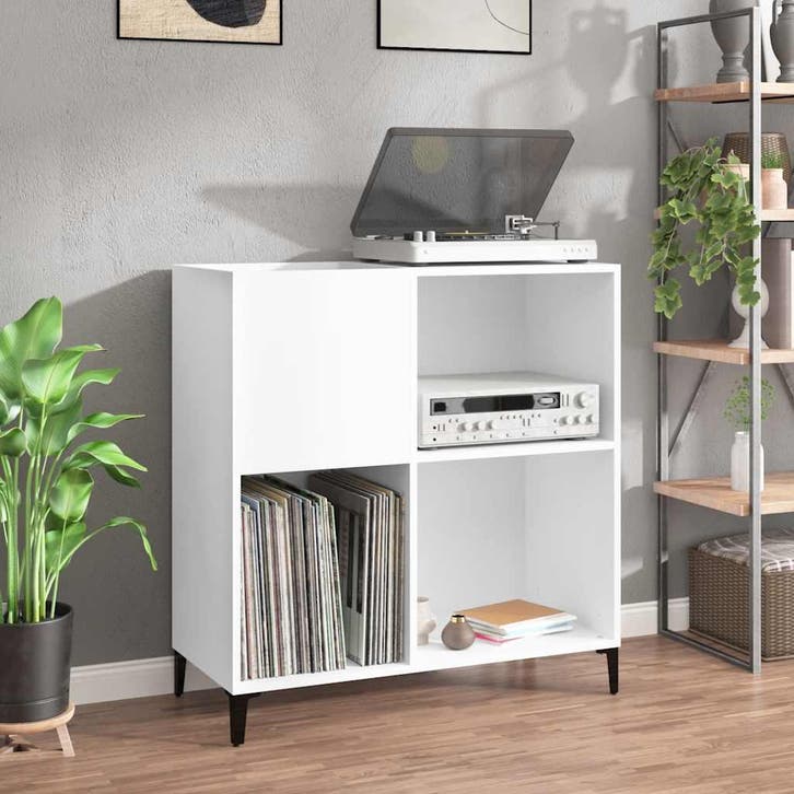 vidaXL Platenkast 84,5x38x89 cm bewerkt hout wit, Maison & Meubles, Armoires | Autre, Envoi