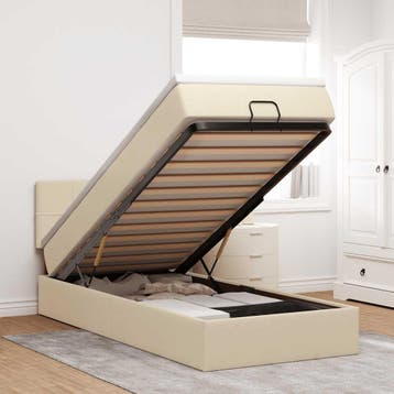 vidaXL Bed poef met matras en LEDs 90x200 cm stof, Verzenden, Nieuw