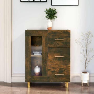 vidaXL Dressoir 69,5x34x90 cm bewerkt hout gerookt, Huis en Inrichting, Kasten | Dressoirs, Verzenden, Nieuw