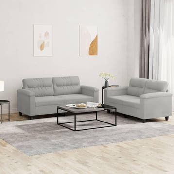 vidaXL 2-delige Loungeset met kussens microvezelstof, Verzenden, Nieuw