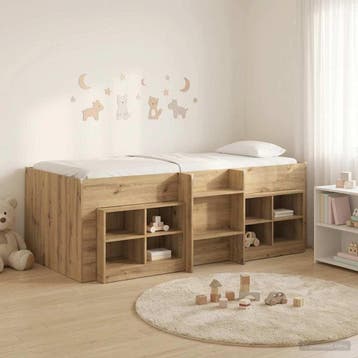 vidaXL Loft Bed Frame met Kast 3 st Artisanaal eiken Bewerkt, Huis en Inrichting, Verzenden, Nieuw