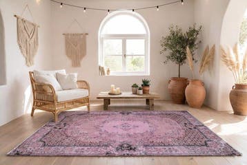 retro roze vintage - Vloerkleed - 210 cm - 110 cm - Met, Antiek en Kunst