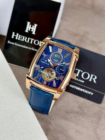 Heritor - Valentin Automatic Open Heart - Rose Gold/Blue -, Nieuw