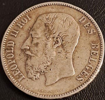Belgique. Léopold II. 5 Francs petite tête 1873 (Sans prix, Postzegels en Munten