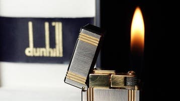 Dunill - Two-Tone Vertical Lines Pattern Rollagas Lighter -, Nieuw