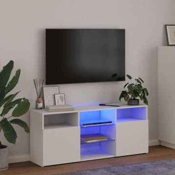 vidaXL Tv-meubel met LED-verlichting 120x30x50 cm wit, Verzenden, Nieuw