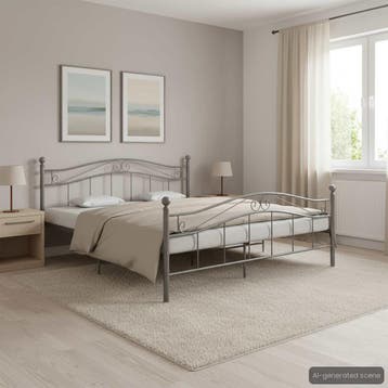 vidaXL Bedframe zonder matras metaal grijs 140x200 cm, Huis en Inrichting, Verzenden, Nieuw