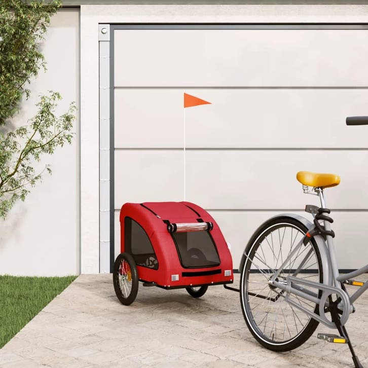vidaXL Hondenfietstrailer oxford stof en ijzer rood, Dieren en Toebehoren, Overige Dieren-accessoires, Nieuw, Verzenden