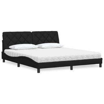 vidaXL Bed met matras stof zwart 180x200 cm, Verzenden