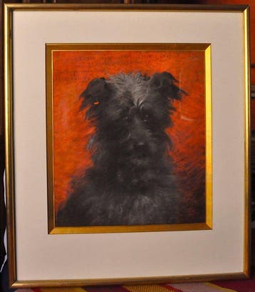 Louise Abbéma (1853-1927) - Portrait de chien / dédicace au