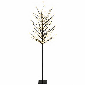 vidaXL Led-bollen kerstboom Zwart 180 cm Staal 220 LEDs, Verzenden