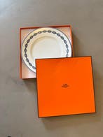 Hermès - Assiette à dîner - Chaine dancre bleu - Porcelaine