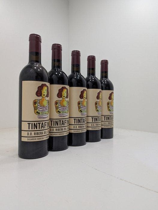 2020 Casarojo, Tintafina - Ribera del Duero - 5 Flessen, Verzamelen, Wijnen
