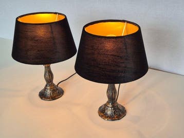 Lampe de table buffet (2) - Laiton, Velours