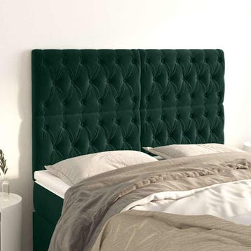 vidaXL Hoofdbord donkergroen 160x7x118/128 cm fluweel, Verzenden, Nieuw