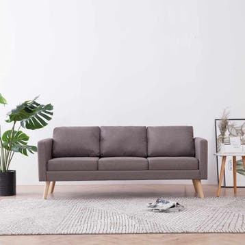 vidaXL Driezitsbank / zetel stof taupe, Verzenden, Nieuw