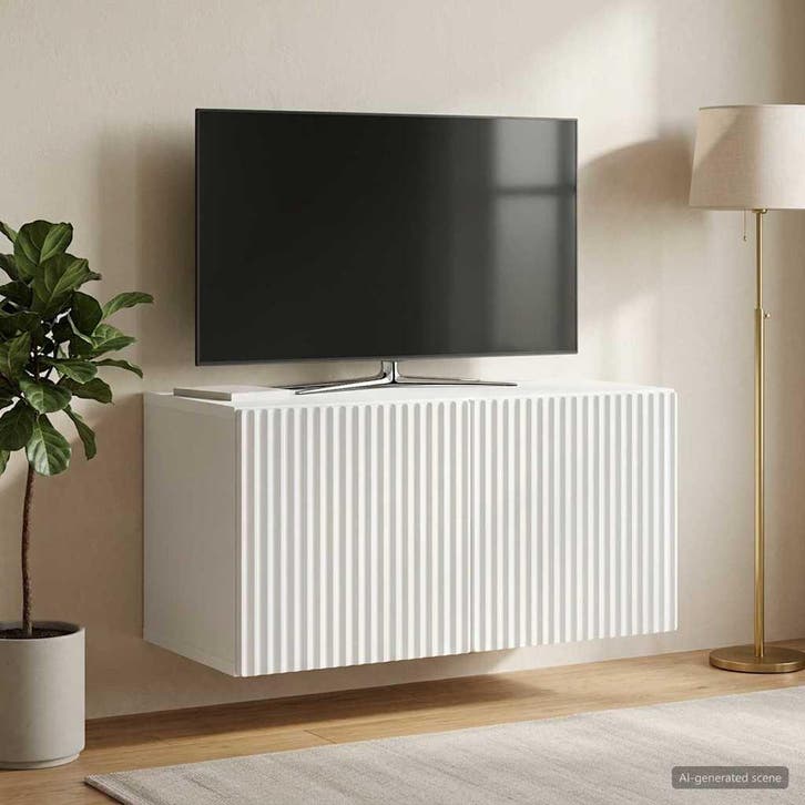 vidaXL Wandmontage TV-kast Wit 59,5 x 31 x 30 cm Bewerkt, Huis en Inrichting, Kasten |Televisiemeubels, Nieuw, Verzenden