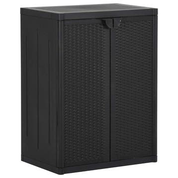 vidaXL Tuinkast 65x45x88 cm polypropyleen rattan zwart, Huis en Inrichting, Verzenden, Nieuw