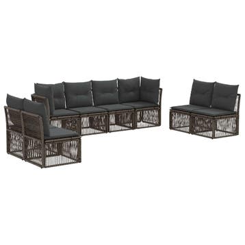 vidaXL Tuinbank Set 8 pcs Grijs poly rattan, Verzenden, Nieuw