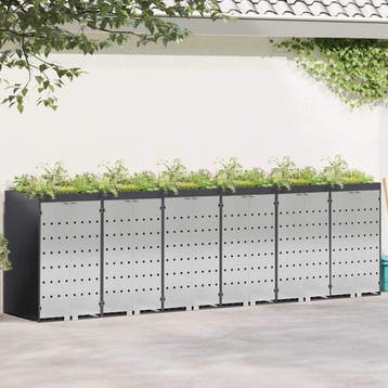 vidaXL Wheelie Bin opslag voor 3 bakken Roestvrij staal, Verzenden
