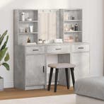 vidaXL Dressing tafel set met LED 3 pcs Beton Grijs Bewerkt, Huis en Inrichting, Verzenden, Nieuw