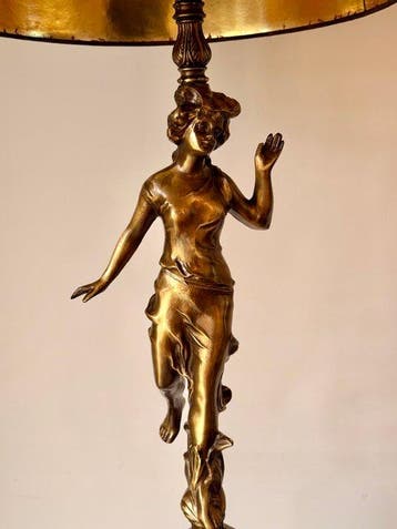 Lampe - Bronze patiné - lampe art déco 106 cm