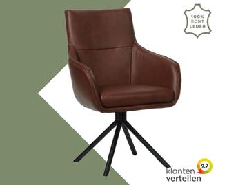 Leren draaibare eetkamerstoel Fancy - Granada Cognac, Nieuw, Leer, Ophalen of Verzenden, 90 cm of meer