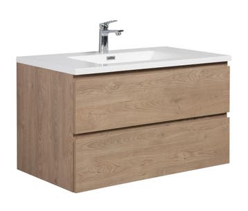Badkamermeubel Set Angela 90cm Kastanje Eiken Badmeubel, Verzenden, Nieuw