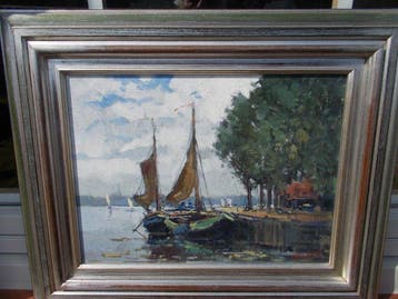 Willem Heytman (1950-) - Aangemeerde vissers, Antiquités & Art